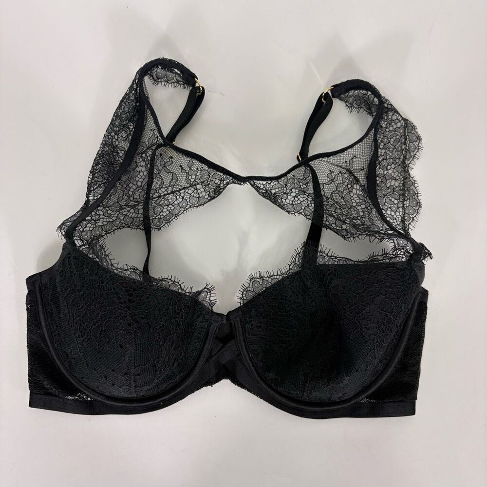 Victoria's Secret Black Lace Very Sexy Lined‎ Demi Bra Size 34D